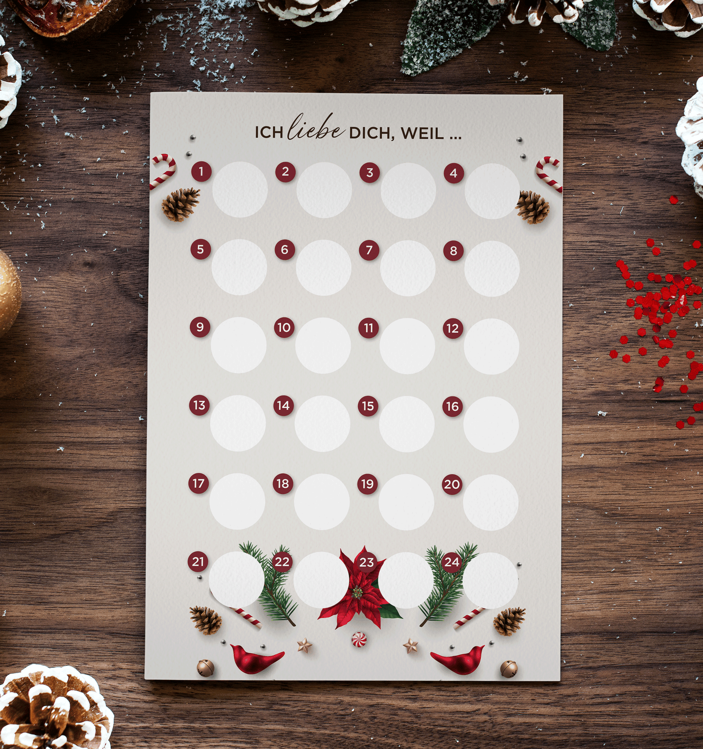 Adventskalender zum rubbeln und selbst schreiben "Ich liebe dich weil…" Rubbeladventskalender für Freundin, Freund & Paare - Rubbelkalender