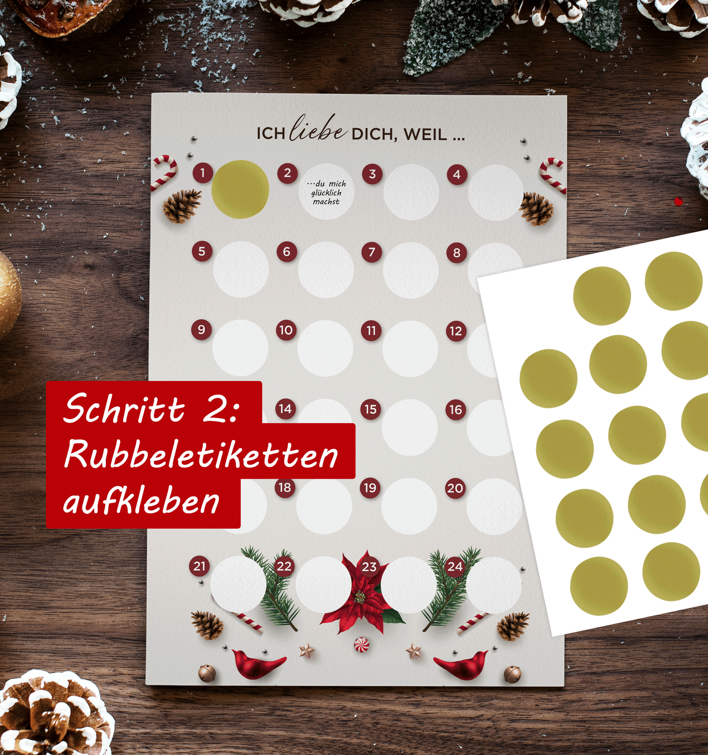 Adventskalender zum rubbeln und selbst schreiben "Ich liebe dich weil…" Rubbeladventskalender für Freundin, Freund & Paare - Rubbelkalender