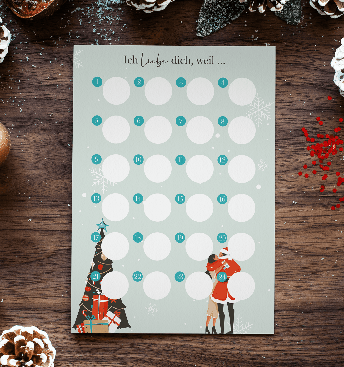 Adventskalender zum rubbeln und selbst schreiben "Ich liebe dich weil…" Rubbeladventskalender für Freundin, Freund & Paare - Rubbelkalender