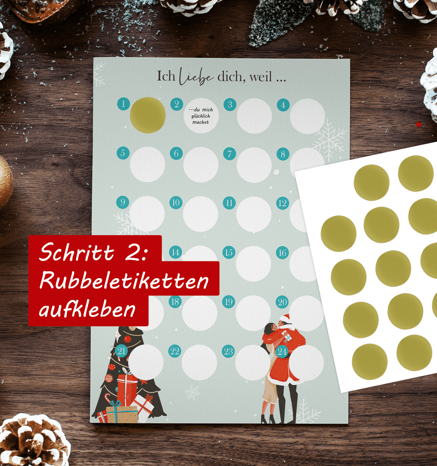 Adventskalender zum rubbeln und selbst schreiben "Ich liebe dich weil…" Rubbeladventskalender für Freundin, Freund & Paare - Rubbelkalender