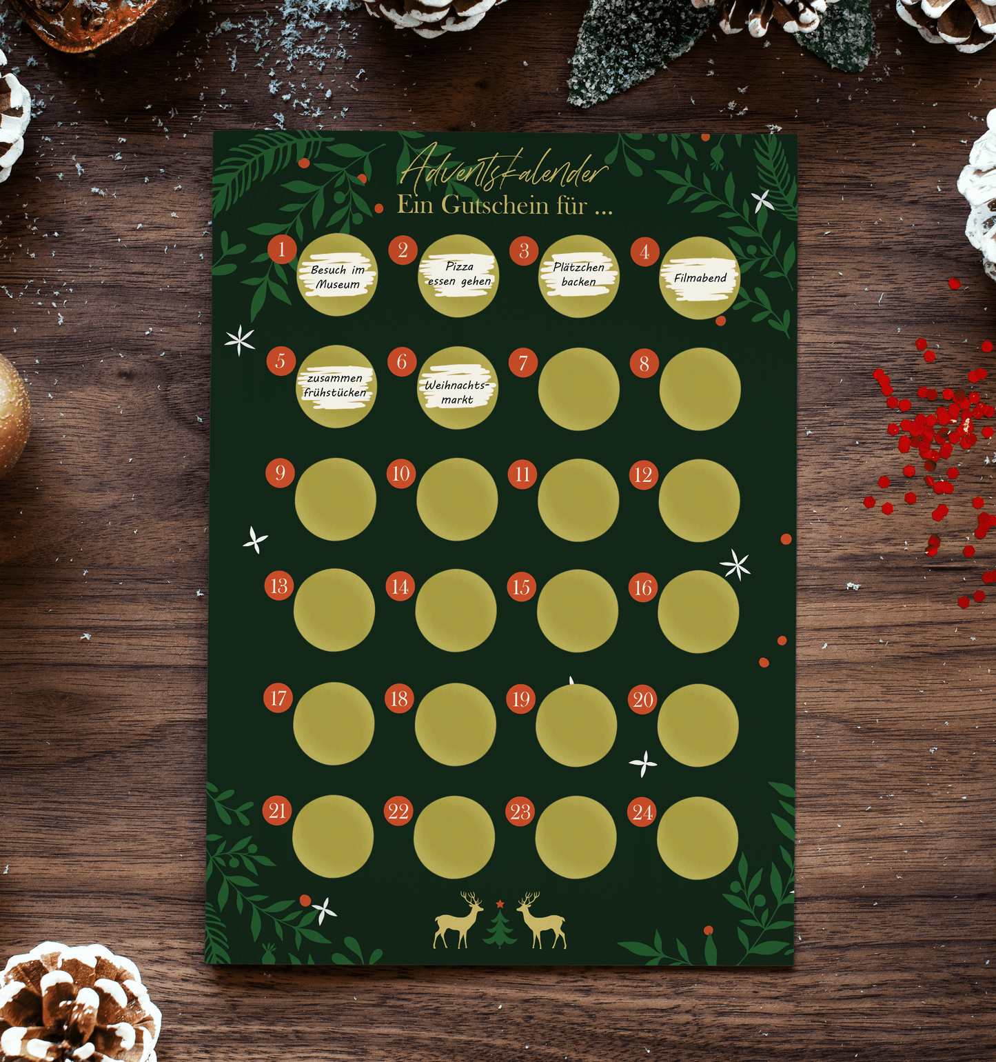 Adventskalender zum rubbeln und selbst schreiben "Ein Gutschein für…" Rubbeladventskalender für Freundin, Freund und Paare - Rubbelkalender