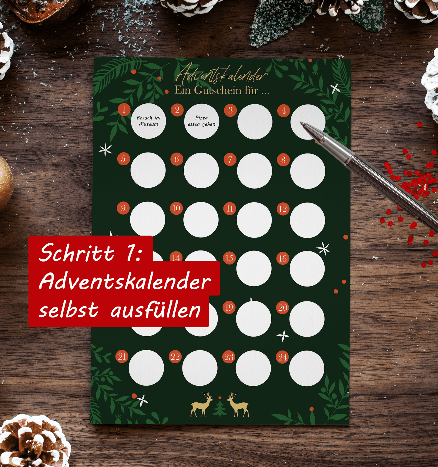 Adventskalender zum rubbeln und selbst schreiben "Ein Gutschein für…" Rubbeladventskalender für Freundin, Freund und Paare - Rubbelkalender