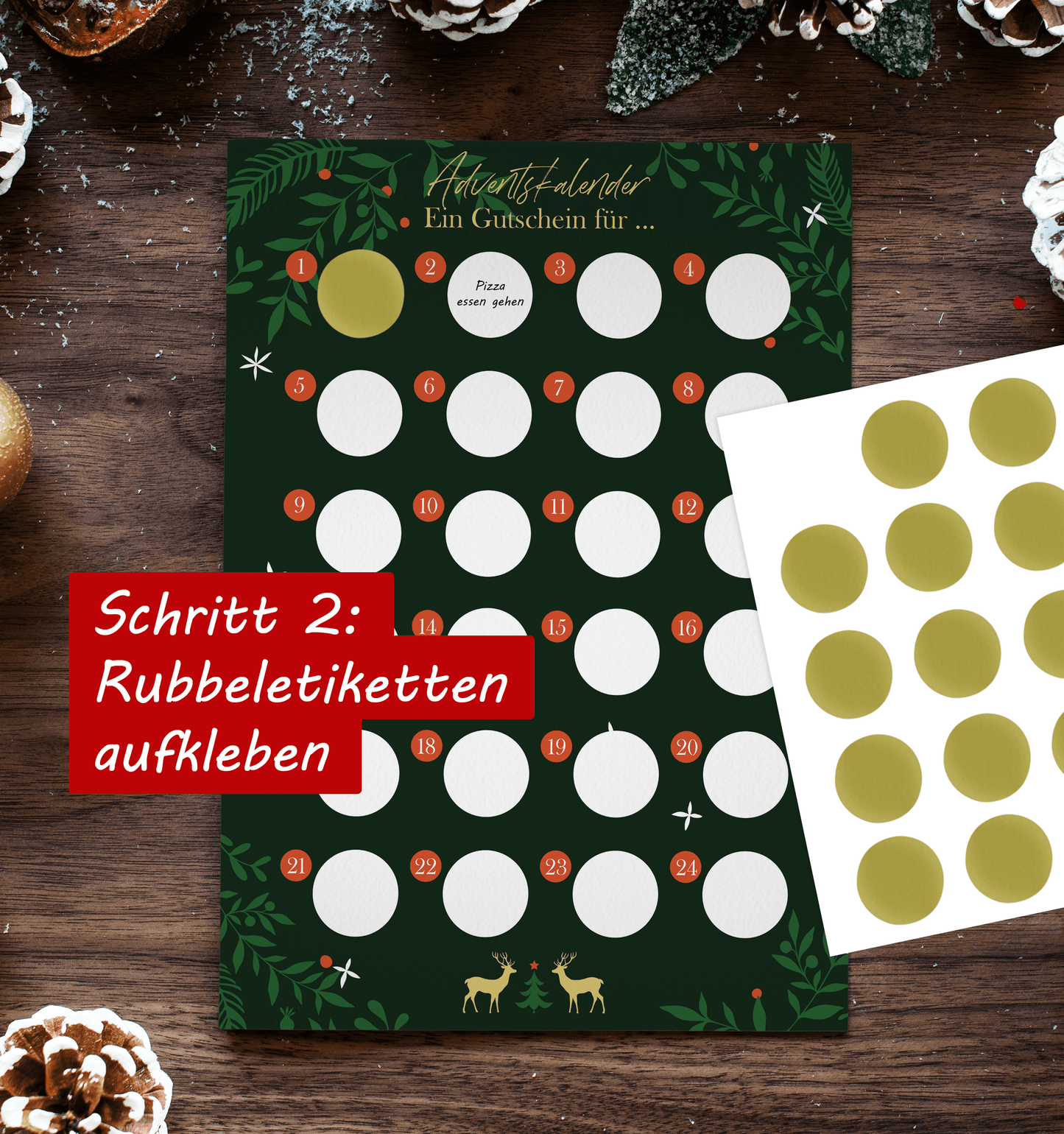 Adventskalender zum rubbeln und selbst schreiben "Ein Gutschein für…" Rubbeladventskalender für Freundin, Freund und Paare - Rubbelkalender