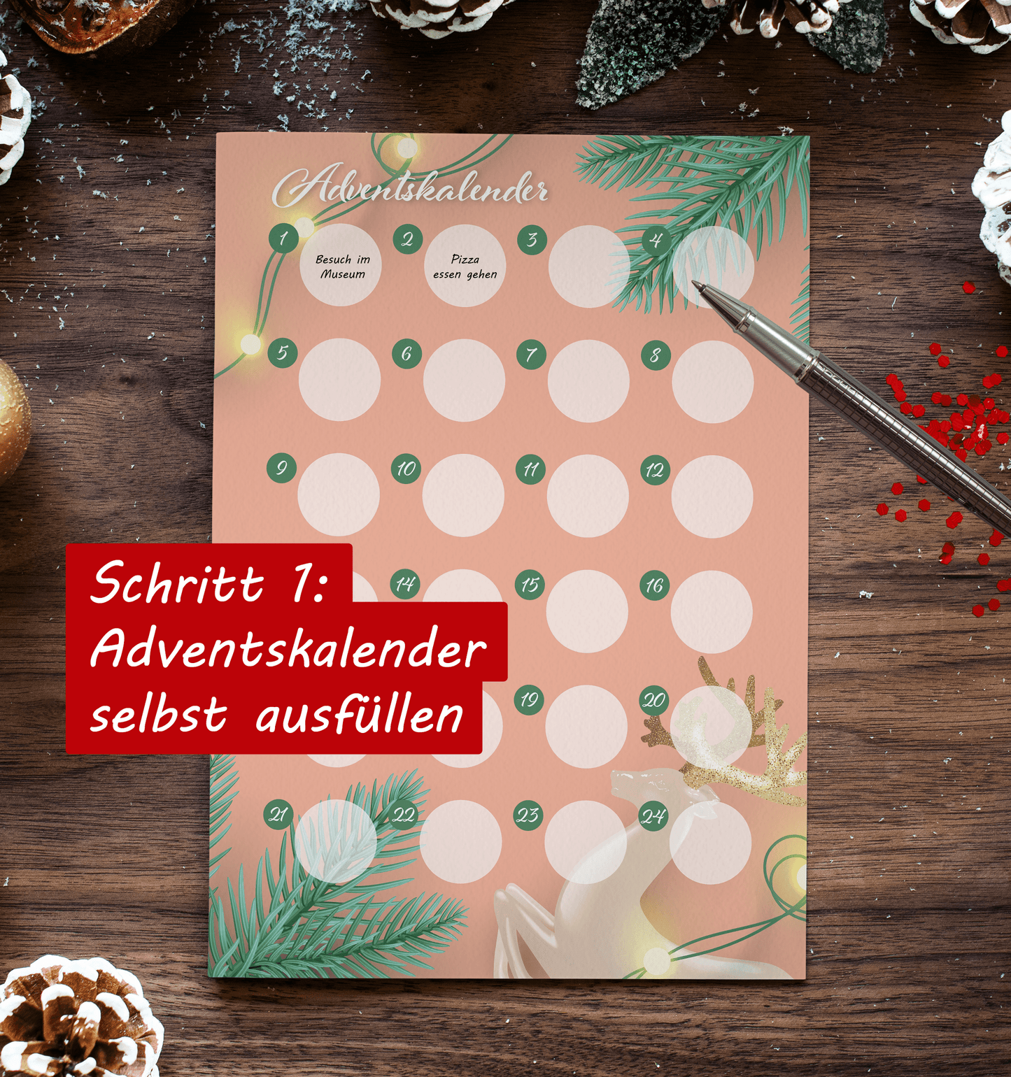 Adventskalender zum rubbeln und selbst schreiben - Rubbeladventskalender für Freundin, Freund und Paare - A4 Rubbelkalender