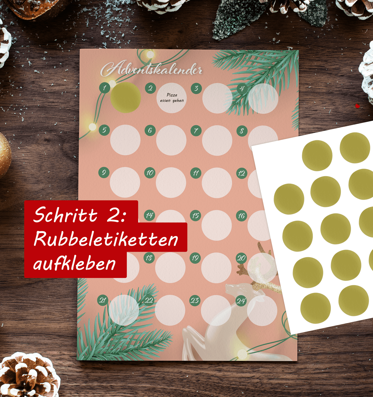 Adventskalender zum rubbeln und selbst schreiben - Rubbeladventskalender für Freundin, Freund und Paare - A4 Rubbelkalender