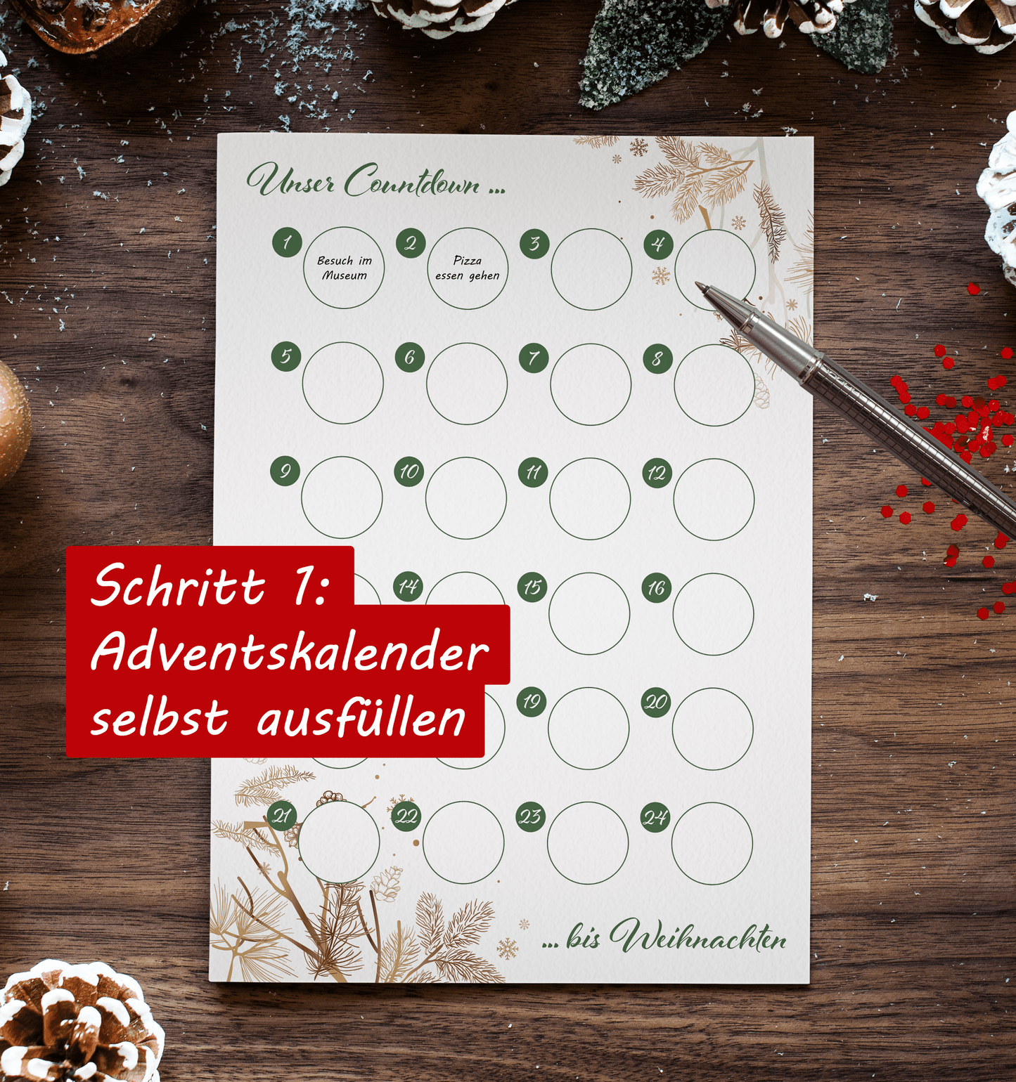 Adventskalender zum rubbeln und selbst schreiben - Rubbeladventskalender für Freundin, Freund und Paare - A4 Rubbelkalender