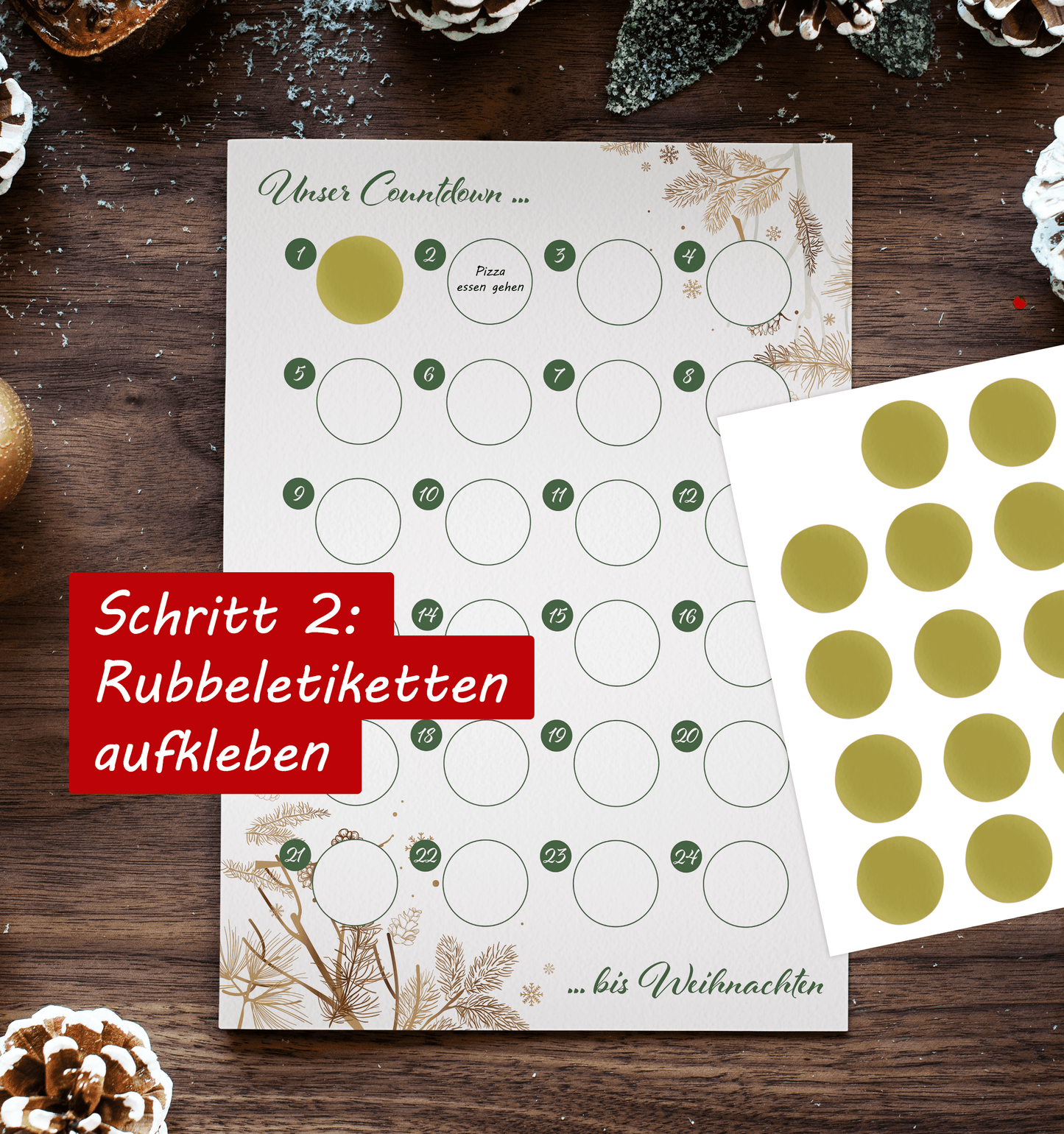 Adventskalender zum rubbeln und selbst schreiben - Rubbeladventskalender für Freundin, Freund und Paare - A4 Rubbelkalender