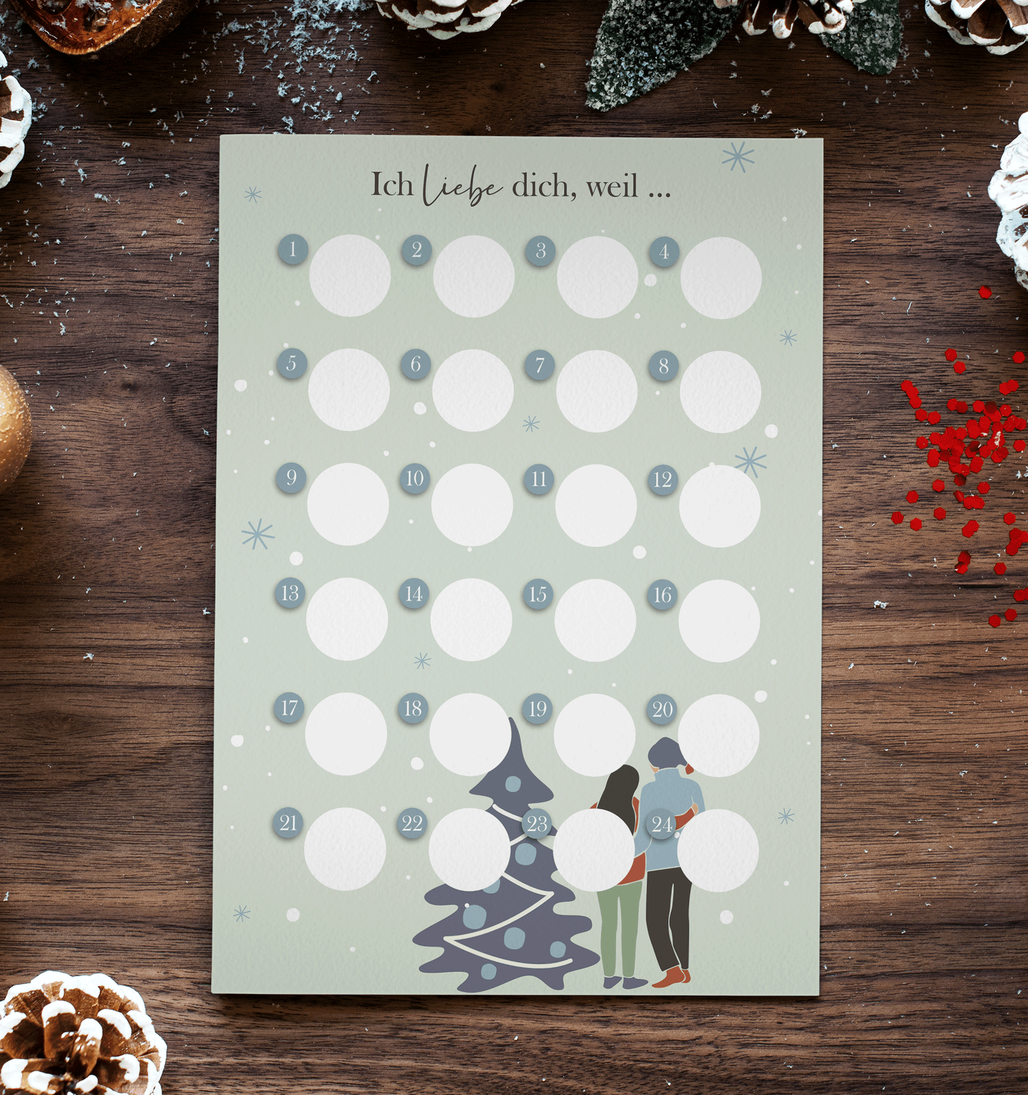 Adventskalender zum rubbeln und selbst schreiben "Ich liebe dich weil…" Rubbeladventskalender für Freundin, Freund & Paare - Rubbelkalender