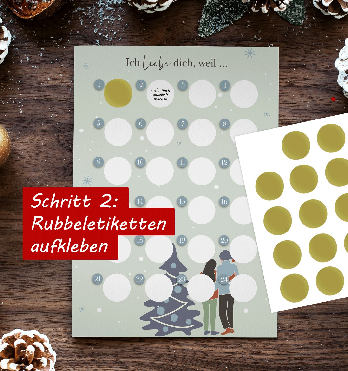 Adventskalender zum rubbeln und selbst schreiben "Ich liebe dich weil…" Rubbeladventskalender für Freundin, Freund & Paare - Rubbelkalender