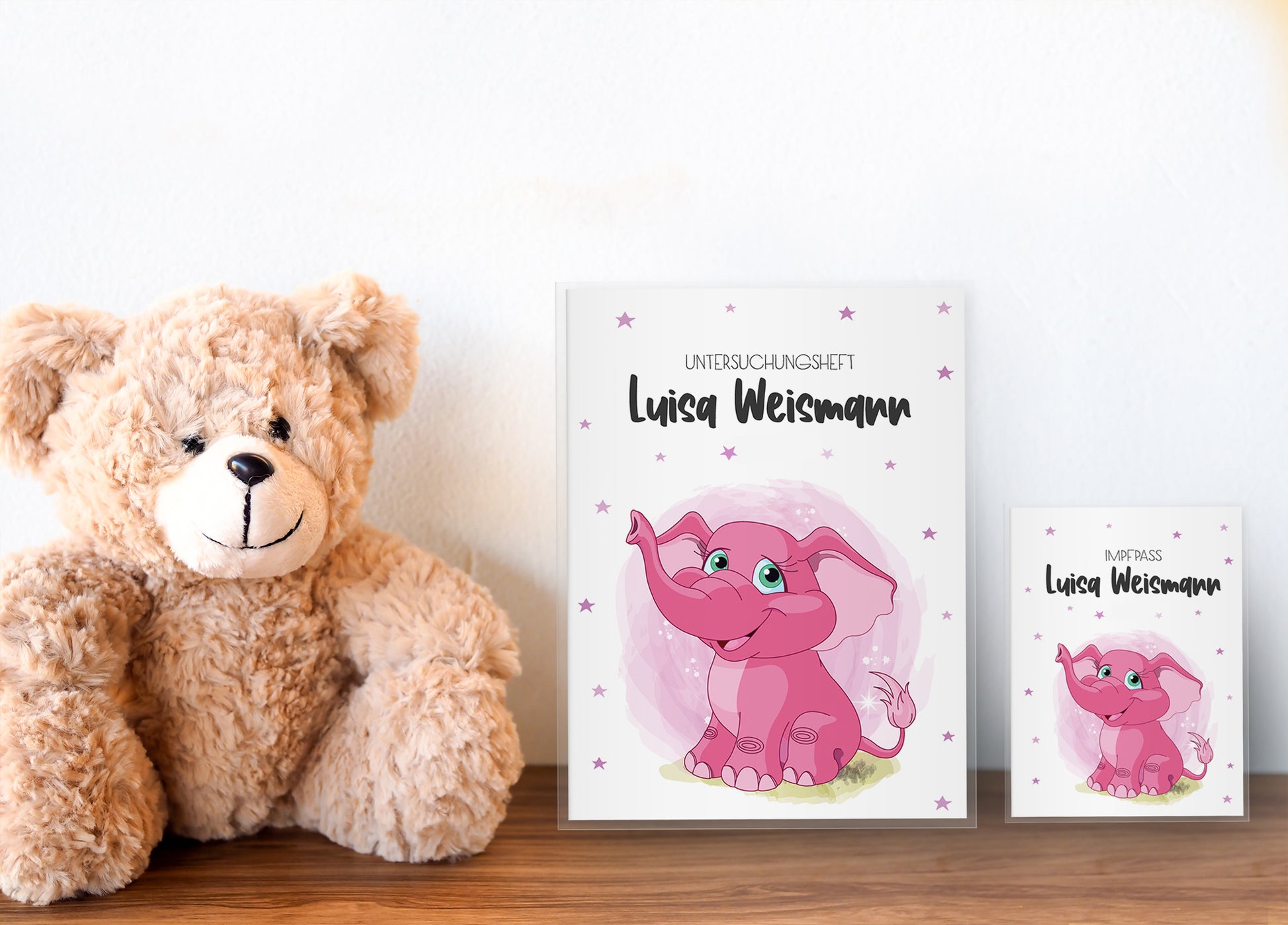Uhefthülle_Impfpasshülle_babytiere_elefant_rosa