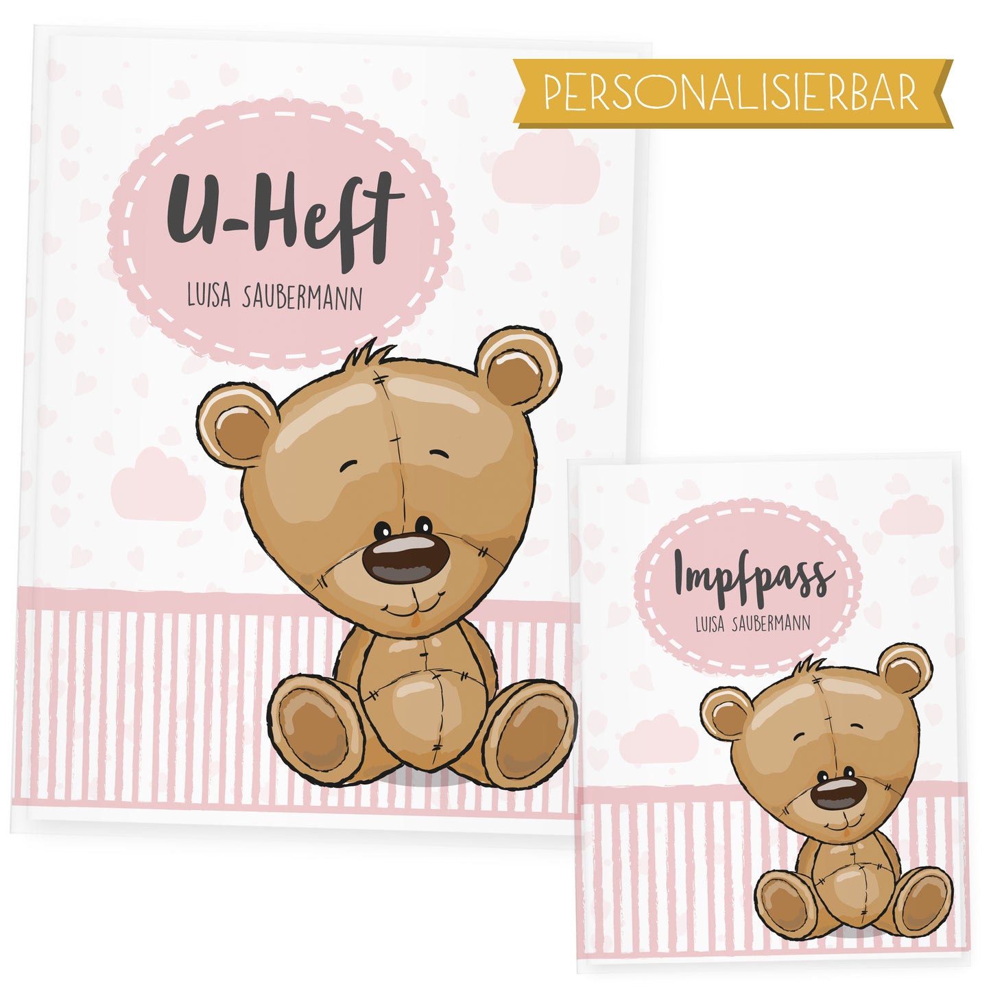 Uhefthülle_und_Impfpasshülle_Tiere_Bär_rosa