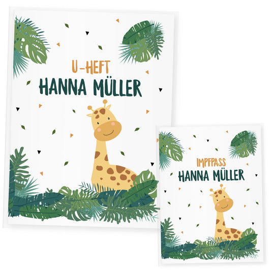 Uhefthülle & Impfpasshülle Set Dschungeltiere Giraffe