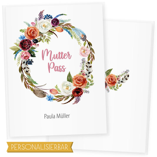 Mutterpasshülle personalisiert, Watercolor Blumen 4 - Little Fairy Tales