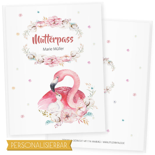 Mutterpasshülle personalisiert, Niedliche Tiere "Flamingo" - Little Fairy Tales