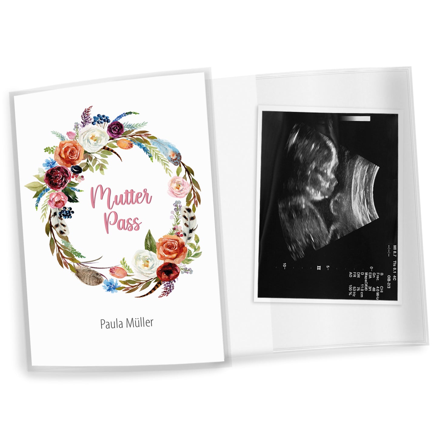 Mutterpasshülle personalisiert, Watercolor Blumen 4 - Little Fairy Tales