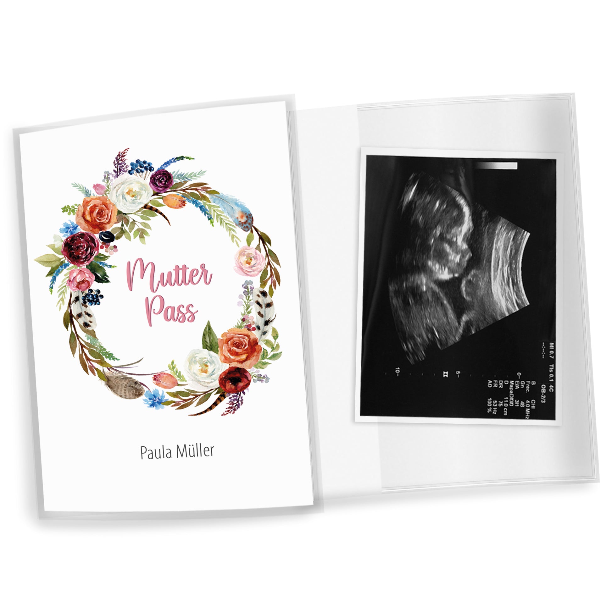 Mutterpasshülle personalisiert, Watercolor Blumen 4 - Little Fairy Tales
