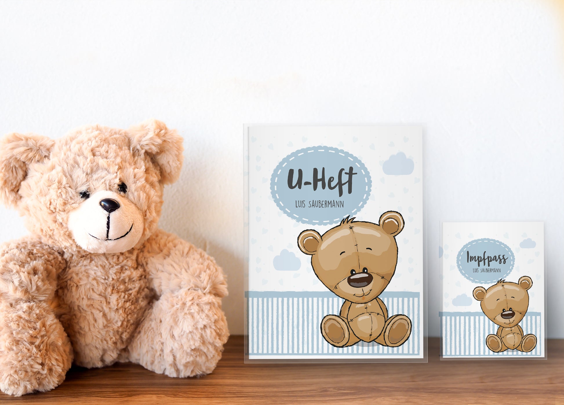 Uhefthülle_Impfpasshülle_Tiere_Bär_blau