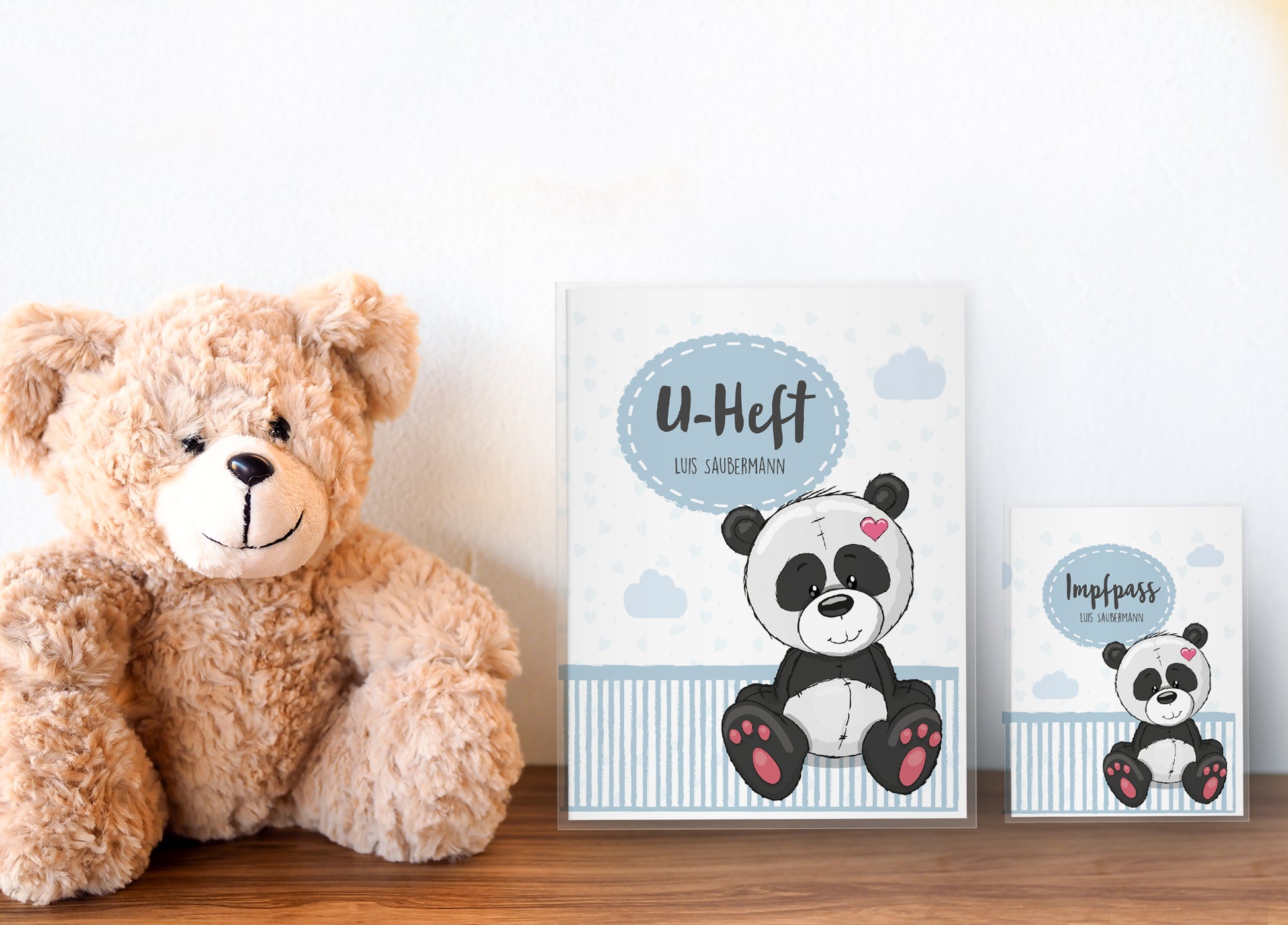 Uhefthülle_Impfpasshülle_Tiere_Panda_blau