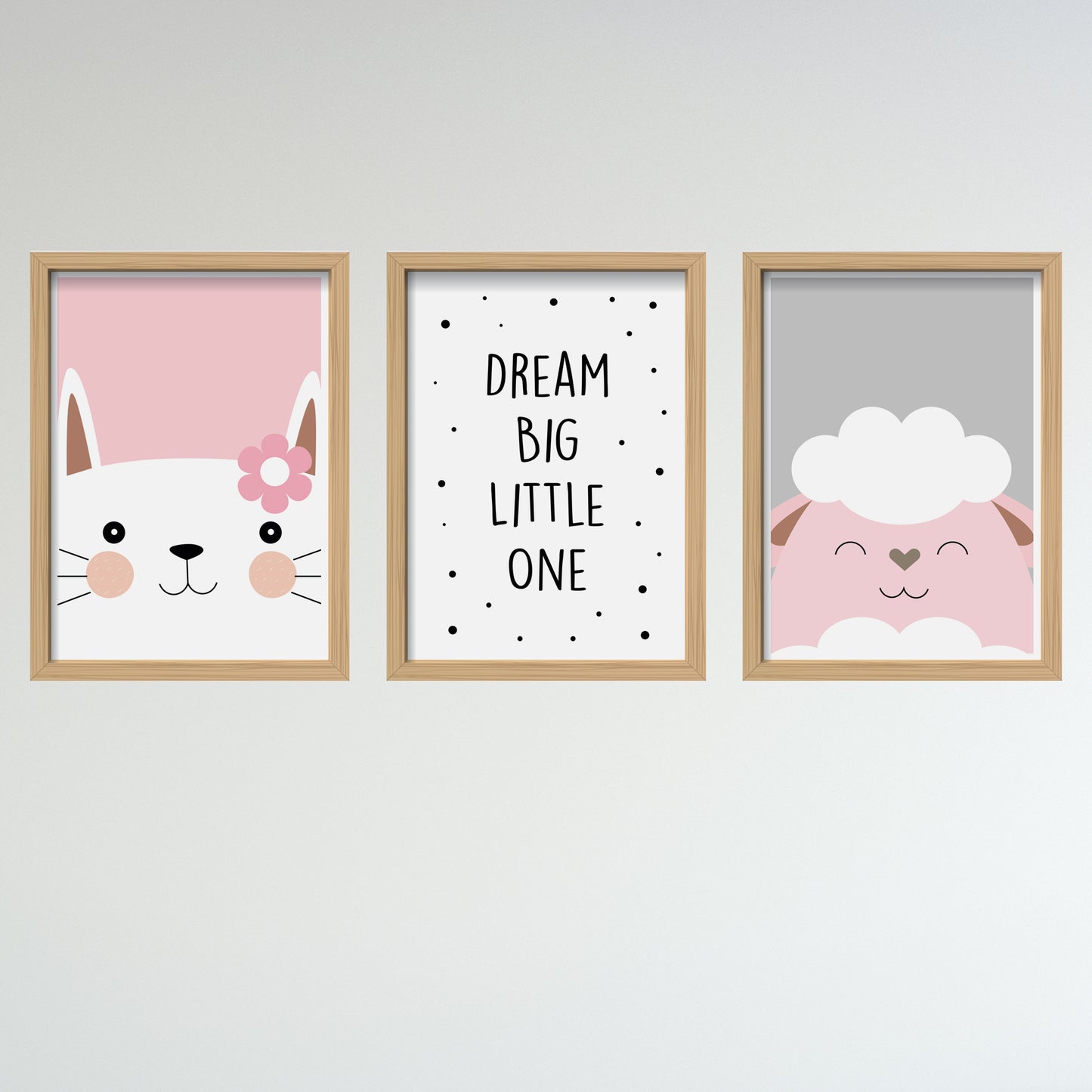 Kinderposter 3er Set, DINA4, "Katze, Dream Big Little One, Schaf" - Little Fairy Tales